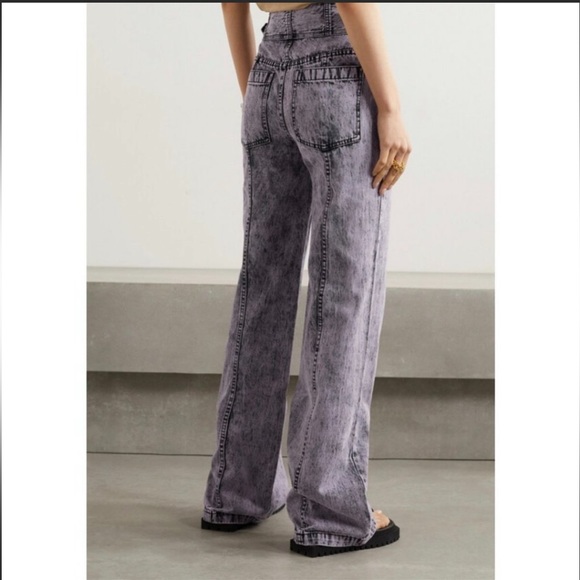 Ulla Johnson Albie Lilac Belted High Waisted Wide Leg Jeans Women’s 0 Acid Wash - Picture 2 of 16